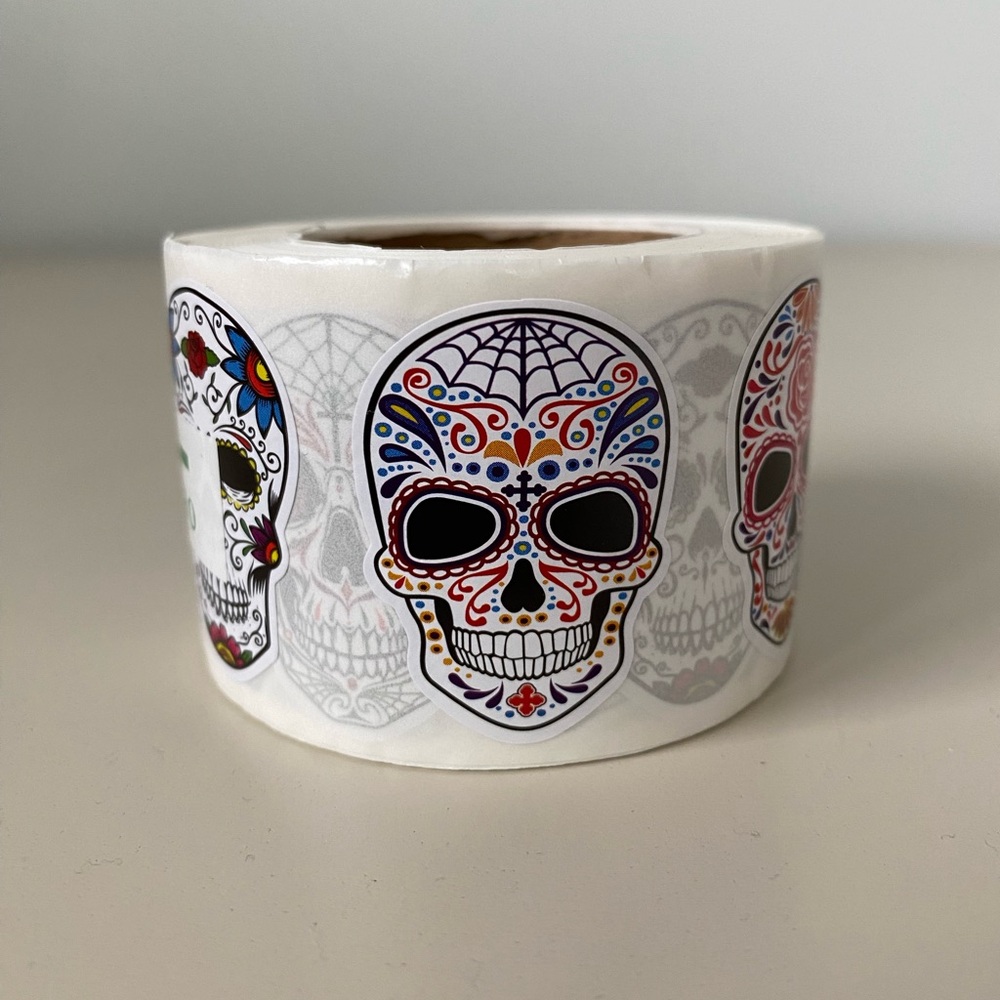 ⭐️ 2 for $10 Roll of 500 Sugar Skull stickers